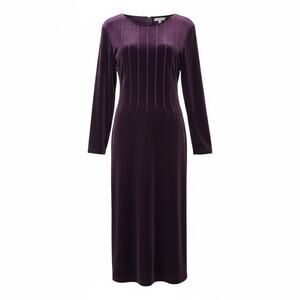 VTG K.C. Spencer Velvet Purple Pintuck Tie Back Maxi Dress 18W Dark Cottagecore